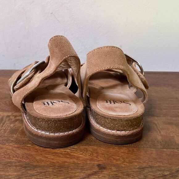 Sofft Brown Leather Cross-Strap Sandals - Picture 7 of 10